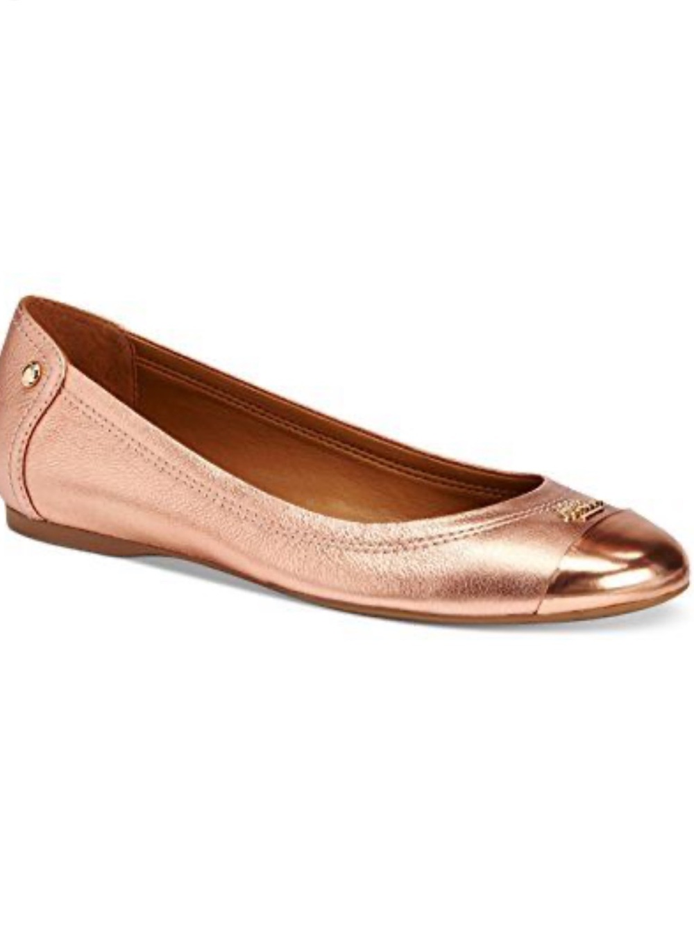 Coach rose pink metallic leather Chelsea cap-toe ballet flats - size 6B
